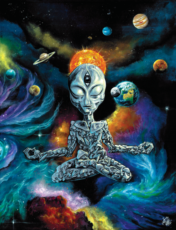 Alien Mushroom Meditation Painting By Morphis Art