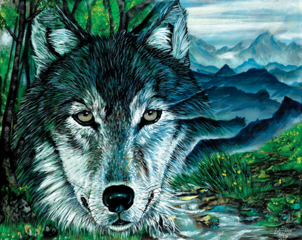 Wolf Face Mountain Painting By Morphis Art
