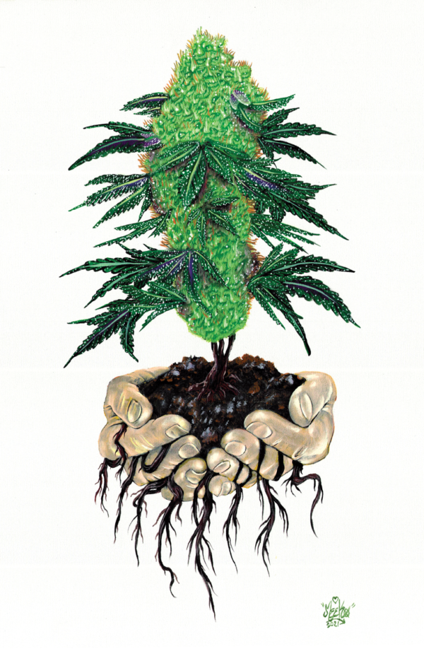 Green Fire Ganja Painting By Morphis Art