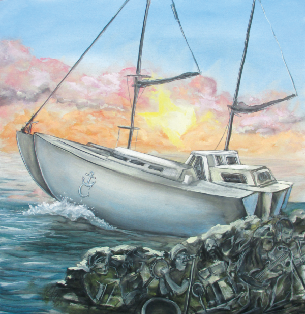 That Catamaran Captain Painting by Morphis Art